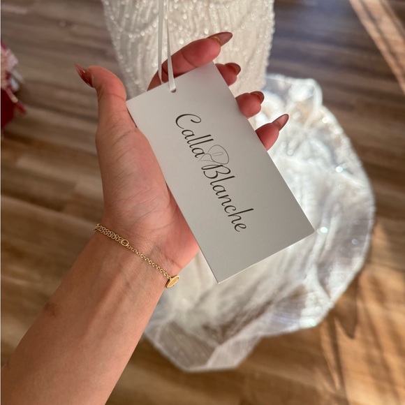 Elegant White Beaded Wedding Gown - Picture 7 of 13